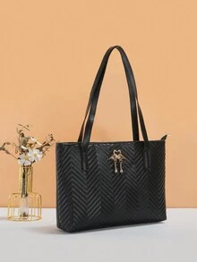 Fashion Double Swan Tote Bag, Handbag & Shoulder Bag, Unique Design, Casual & Versatile - Black - View 3