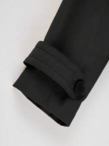 女士中长款口袋夹克，专为春秋季通勤而设计 - 黑色 - 查看 9