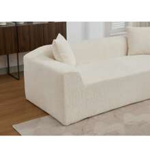 1 Set 2+3 Seat Sofa And 1pc End Table, 2 Piece Boucle Cloud Sofa Set, Upholstered Sofa Set, Modern 3 Seater And 2 Seater Sofa With End Table For Living Room, Apartment, 3+2 Couch, Boucle, Dark Gray - Màu be + Bọc nệm + Mút + 5 chỗ ngồi - Xem 4