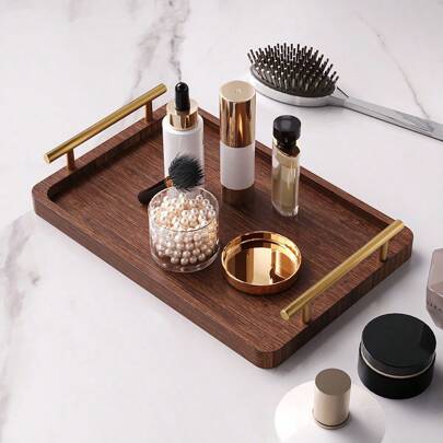 1pc Bamboo Serving Tray, Elegant Tabletop Storage Platter, Kitchen Accessories, Home Decor Coffee Plate