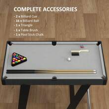 SPORTNOW 3.5ft Folding Billiard Pool Table Set For Adults And Teens, Snooker Table With Two Cues, 16 Balls, Chalk, Triangle, Brush - Grey - Grey - View 4