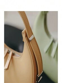 Crescent Bag, Luxury Saddle Bag, Luxury Lightweight Shoulder Bag, Armpit Bag - Màu Khaki - Xem 8