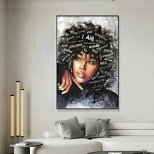 1 件黑色大号帆布墙画非洲裔美国人海报帆布墙画抽象当代帆布印刷画装饰适用于客厅卧室洗手间儿童房浴室办公室家居装饰家居画无框 - DWW01 - 查看 5