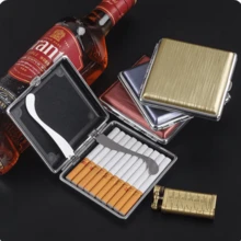 Cigarette Case Cigarette Holder Tobacco Shop Gift Metal - Đỏ - Xem 2