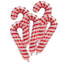 5 piezas Grandes Bastones de Caramelo Rojos de Aluminio, Suministros para Fiestas Navideñas, Decoración de Árbol de Navidad y Año Nuevo