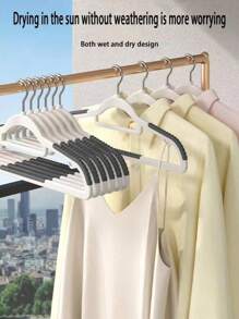 10 件装衣架成人防滑无缝设计肩托适用于衣柜、洗衣房、阳台、浴室晾衣