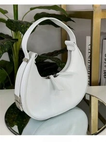 Crescent Bag, Luxury Saddle Bag, Luxury Lightweight Shoulder Bag, Armpit Bag - 白色 - 查看 2