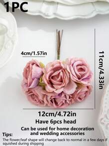 1 Bó hoa (6 bông hoa) Hoa hồng mini nhân tạo, chữ cái, nguyên liệu làm vòng hoa DIY, phụ kiện hộp kẹo, trang trí nhà cửa, đám cưới, hoa cài cổ tay cô dâu, hoa cài ngực, nguyên liệu hoa, Ngày Valentine, Lễ tốt nghiệp, trang trí bánh sinh nhật - Màu dán đậu - Xem 3