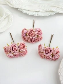 1 Bó hoa (6 bông hoa) Hoa hồng mini nhân tạo, chữ cái, nguyên liệu làm vòng hoa DIY, phụ kiện hộp kẹo, trang trí nhà cửa, đám cưới, hoa cài cổ tay cô dâu, hoa cài ngực, nguyên liệu hoa, Ngày Valentine, Lễ tốt nghiệp, trang trí bánh sinh nhật - Màu dán đậu - Xem 5