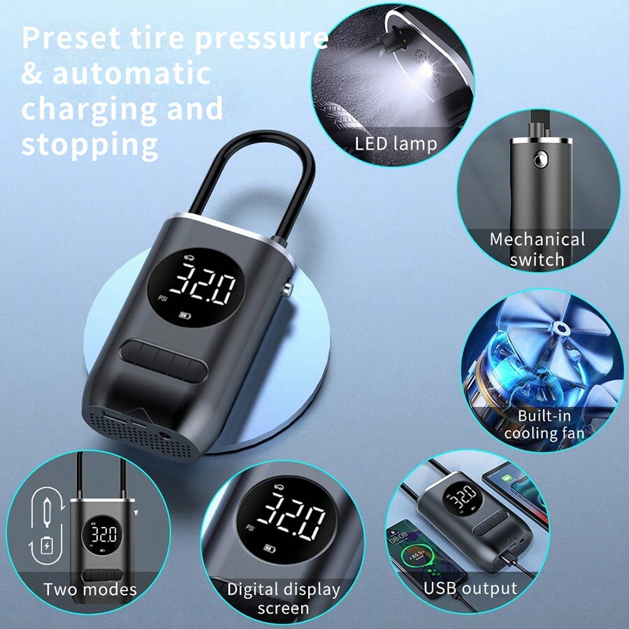 haoss Compresseur d'air portable 20 000 mAh et 150 PSI, gonfleur