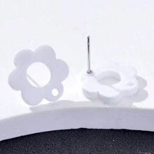 20pcs Plum Blossom Shaped Acrylic Stud Earrings For Women DIY Jewelry Making Earring Components Accessories