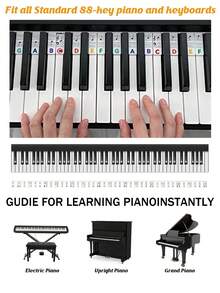 88-Key Piano Keyboard Notes Labeled For Beginners - White Cardboard, Reusable, Marking Musical Score Accessories, Quick Learning Tools With Double Stick Display For Music Lessons, Music Teaching And Classroom Accessories, Instructional Supplies - 1PC - View 1