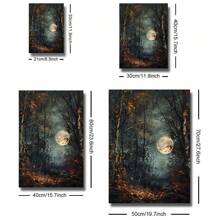 1pc Framed/Unframed Gothic Style Forest Moon Night Aesthetics Art Retro Poster Dark Academia Moody Vintage Painting Canvas Print Wall Picture Ideal Gift For Dorm,Apartment,Living Room,Bedroom,Home Decoration - Multicolor - View 5