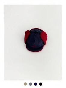 1 件装耳罩式捕手帽户外保暖内衬和羊毛冬帽，款式简单百搭，适合秋冬季 - 彩色 - 查看 15