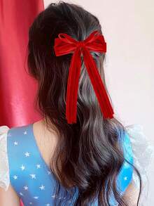 2 件红色天鹅绒发饰 可爱发夹 发夹 发带 发饰 女士日常佩戴 适合任何场合 圣诞派对 - 紅色 - 查看 2