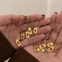 VKHK 1 Chiếc Dây Chuyền Mặt Dây Chuyền Sáng Tạo Bằng Thép Không Gỉ Mạ Vàng 18K Số 0 1 2 3 4 5 6 7 8 9 Cho Nam Nữ Thời Trang Quà Tặng Trang Sức Số May Mắn - Vàng - Xem 2