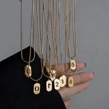 VKHK 1 Chiếc Dây Chuyền Mặt Dây Chuyền Sáng Tạo Bằng Thép Không Gỉ Mạ Vàng 18K Số 0 1 2 3 4 5 6 7 8 9 Cho Nam Nữ Thời Trang Quà Tặng Trang Sức Số May Mắn - Vàng - Xem 3