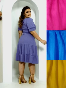 Tres Marias Ribbed Knit Midi Princess Sleeve Dress Evangelical Fashion - Red Violet - View 3