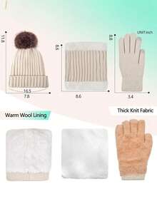 3PCS/Sert Mũ mùa thu và mùa đông Khăn choàng ấm Màn hình cảm ứng Găng tay Bao phủ Ấm Cổ dày Đạp xe Ngoài trời để Ngăn ngừa Cảm lạnh và Giữ ấmMũ đan Bao phủ - Nhiều màu - Xem 6