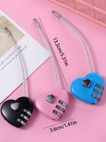 1 pièce Cadenas combiné en forme de cœur, en alliage de zinc, cadenas de couple avec mot de passe, convient pour sac de gym, bagage, valise - Multicolore - Voir 4