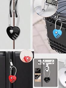 1 pièce Cadenas combiné en forme de cœur, en alliage de zinc, cadenas de couple avec mot de passe, convient pour sac de gym, bagage, valise - Multicolore - Voir 10