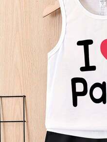 Summer Casual Simple Heart Print Sleeveless Tank Top For Young Boy - 白色 - 查看 3