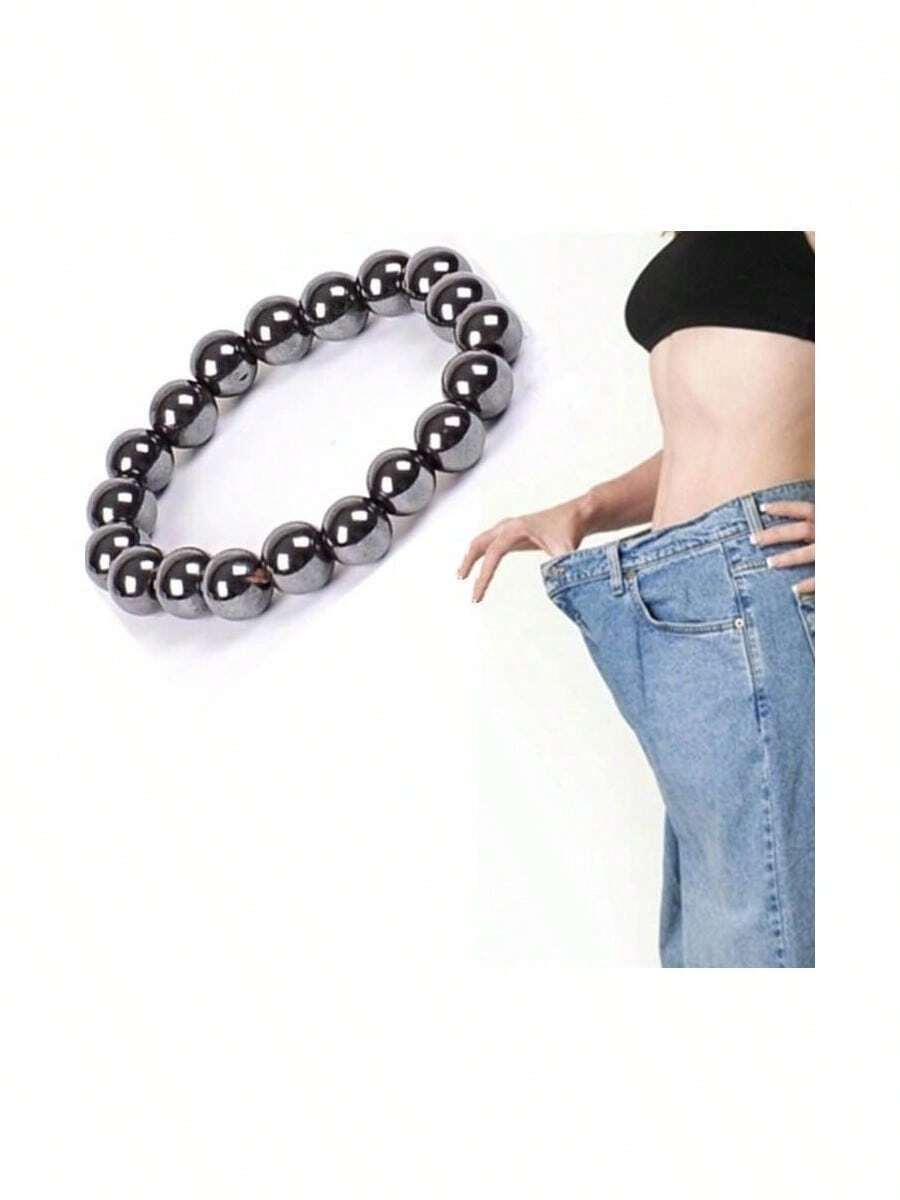 Magnetic Hematite Stone Bracelet, 8mm, For Slimming. - 灰色 - 查看 1