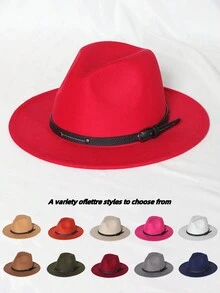 1 件装女士复古纯色柔软贝雷帽带丝带腰带装饰，高品质宽边帽，男女通用户外防晒帽，情侣款 - 彩色 - 查看 1