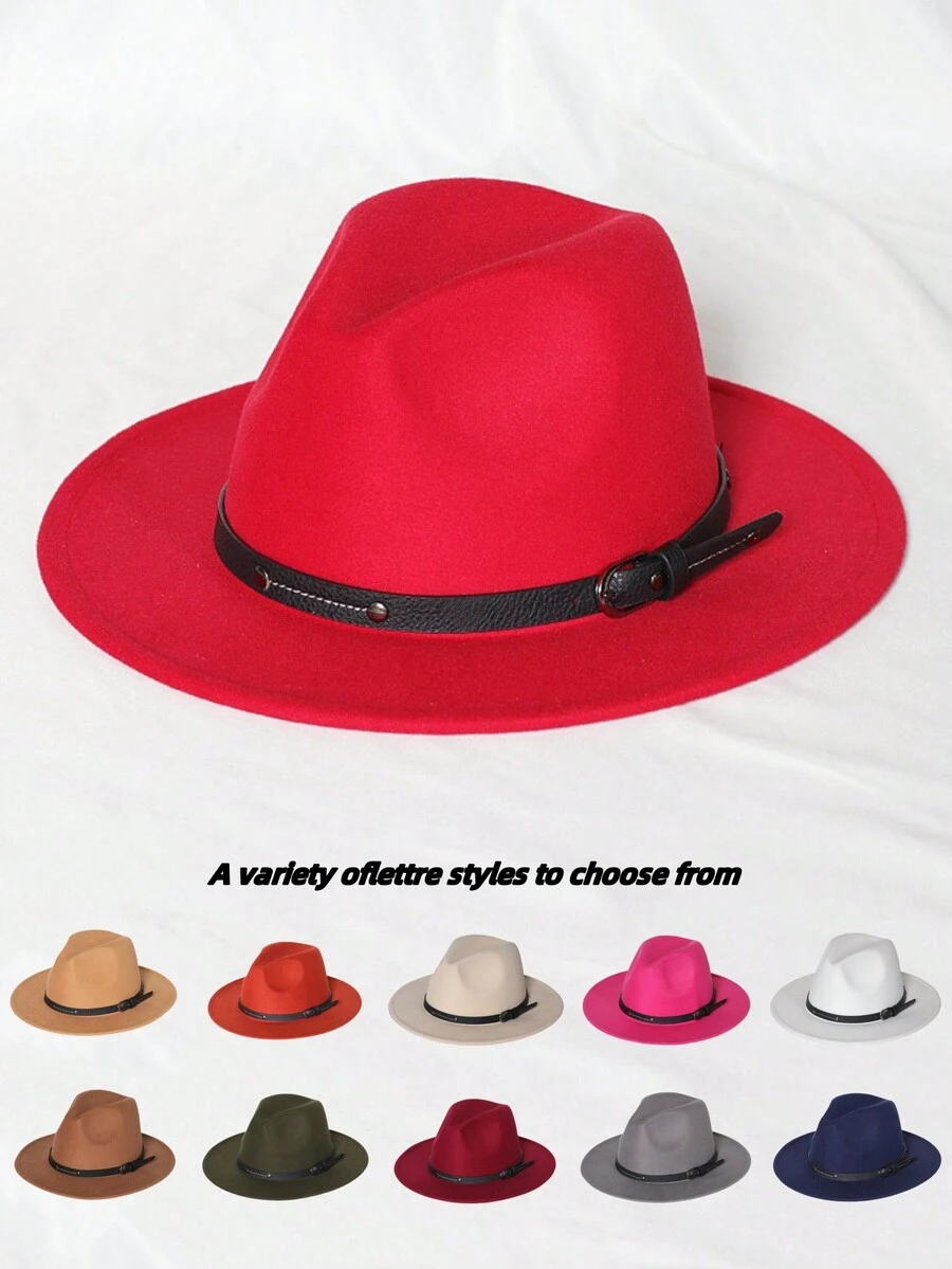 1 件装女士复古纯色柔软贝雷帽带丝带腰带装饰，高品质宽边帽，男女通用户外防晒帽，情侣款 - 彩色 - 查看 1