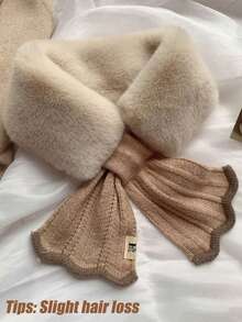 1pc Women's Knitted Fluffy Neck Warmer With Ruching Design, Suitable For Daily Winter Protection - Multicolor - View 8