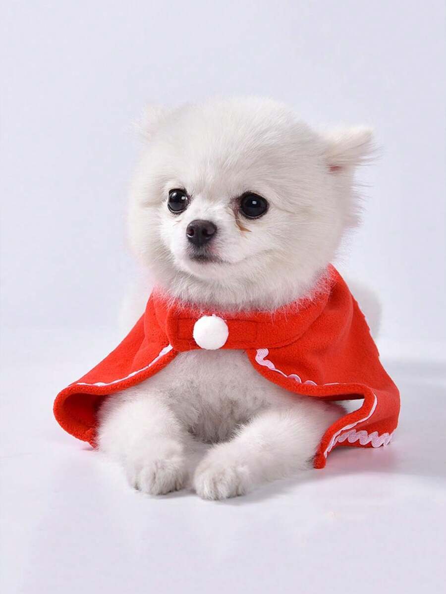 1 件圣诞斗篷/斗篷宠物服装，适合小型犬和猫 - 紅色 - 查看 1