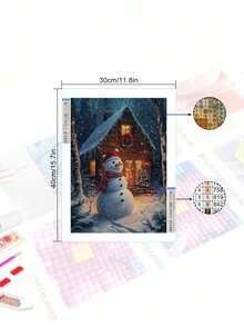 Tranh khảm kim cương 5D DIY - Người tuyết dễ thương, Bộ trang trí tường phong cảnh nghệ thuật kim cương - Nhiều màu - Xem 2
