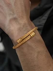 Camhanno 3 piezas de pulsera clásica de acero inoxidable con diseño romano retro y trenzado, adecuada para uso diario y como regalo para el novio en fiestas