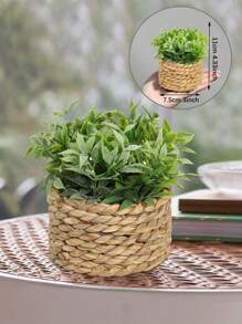 1 件，款式 A，栩栩如生的藤条编织迷你盆栽，绿色，由 PE 和聚酯纤维制成，适合学校宿舍办公室的桌面装饰，适合情人节、圣诞节、春节、派对、活动、生日、家庭入口、酒店餐厅客厅卧室、婚礼、厨房、花园、四季绿化装饰、桌面装饰、中心装饰、塑料花、情人节、礼物 - 綠色 - 查看 2