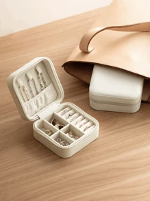 1 pieza Mini organizador de joyería, organizador de joyería de viaje con cremallera, estuche de regalo para damas, estantería multiusos para exhibición de joyas, apto para anillos, colgantes, aretes, collares y talla grande. - Caja de regalo adecuada para niñas y damas, caja de regalo de Halloween, caja de regalo de Navidad, organizador de maquillaje de verano, vacaciones, decoración del hogar, accesorios para el baño, de vuelta a la escuela