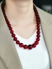 1 pieza Collar de cuentas de ámbar rojo de abeja ruso natural, collar de cadena de cuentas unisex, joyería de estilo vintage clásico para uso diario