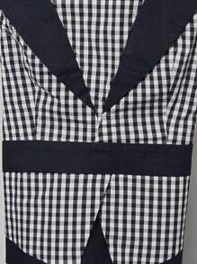 Plaid Halter Top - 黑色 - 查看 2