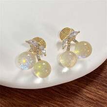 1 对甜樱桃锆石耳夹，适合无耳洞的女性 - 彩色 - 查看 7