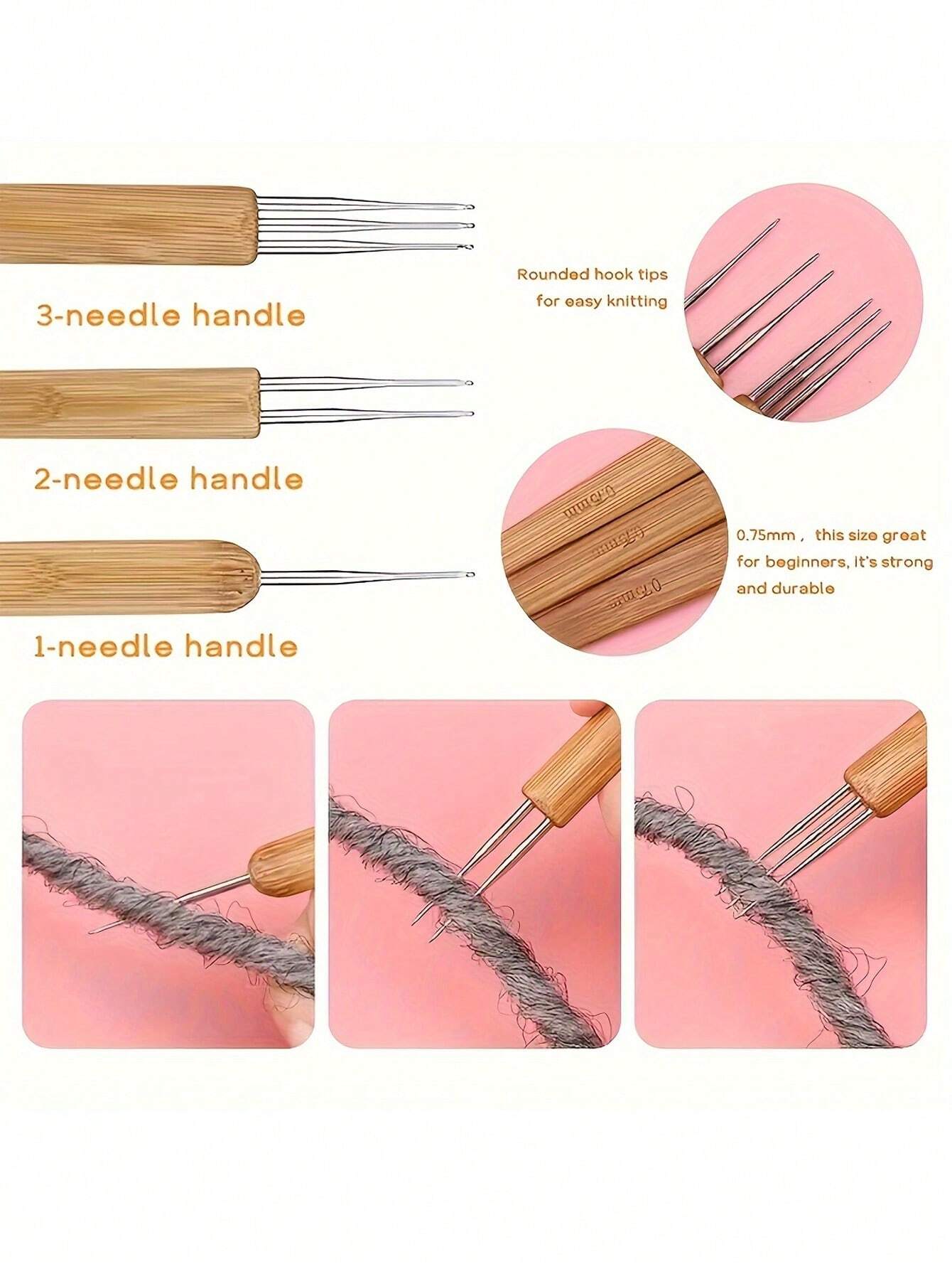 CECILLIA 1set Dreadlock Crochet Hook, 3 Dreadlock Crochet Needle (0