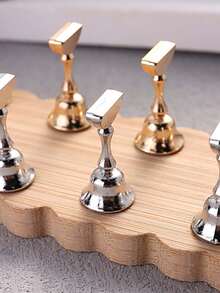 木制双排底座美甲展示架，假指甲练习架磁性美甲架训练用于美甲沙龙DIY和练习美甲辅助器具（三款可选） - 彩色 - 查看 11