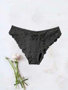 1 件套定制水晶字母女士蕾丝内裤性感内裤透气、定制文字、定制名称 - 黑色 - 查看 4