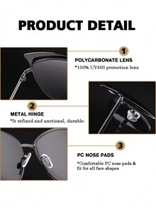 1 chiếc kính mắt mèo gọng vàng cổ điển dành cho nữ, tròng kính hợp kim cỡ lớn, thời trang unisex, kính rỗng, phong cách Punk sang trọng, dùng khi lái xe, tiệc bãi biển, phụ kiện đi biển cho nữ, kính râm - Nhiều màu - Xem 9