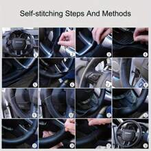 Car Steering Wheel Braid Cover Needles And Thread Artificial Leather Car Covers Suite 4 Color DIY Texture Soft Auto Accessories - one-size - View 8