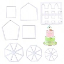 姜饼屋饼干模具套装，3D 塑料迷你圣诞屋饼干模具套件，迷你屋竹篱笆三角旗饼干模具 DIY 烘焙工具（8 件） - 白色 - 查看 13