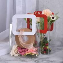 5 Pcs Clear Gift Bag With Handles Transparent Plastic Gift Tote Bags Reusable White Red Pink Goodie Bags For Valentine's Day Wedding Christmas Birthday Party Supplies Valentine's Day Valentines Valentine's Day Decor Valentine's Day Valentine Valentine's Day Valentines Gifts - Clear - View 2