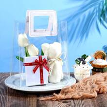 5 Pcs Clear Gift Bag With Handles Transparent Plastic Gift Tote Bags Reusable White Red Pink Goodie Bags For Valentine's Day Wedding Christmas Birthday Party Supplies Valentine's Day Valentines Valentine's Day Decor Valentine's Day Valentine Valentine's Day Valentines Gifts - Clear - View 4