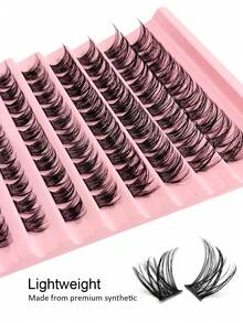 Asiteo 80 cụm mi nối mi DIY, mi giả mỏng, riêng lẻ với độ cong chữ D để có vẻ ngoài tự nhiên - D - Xem 6