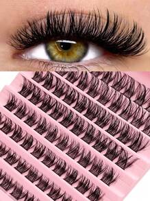 Asiteo 80 cụm mi nối mi DIY, mi giả mỏng, riêng lẻ với độ cong chữ D để có vẻ ngoài tự nhiên - D - Xem 1