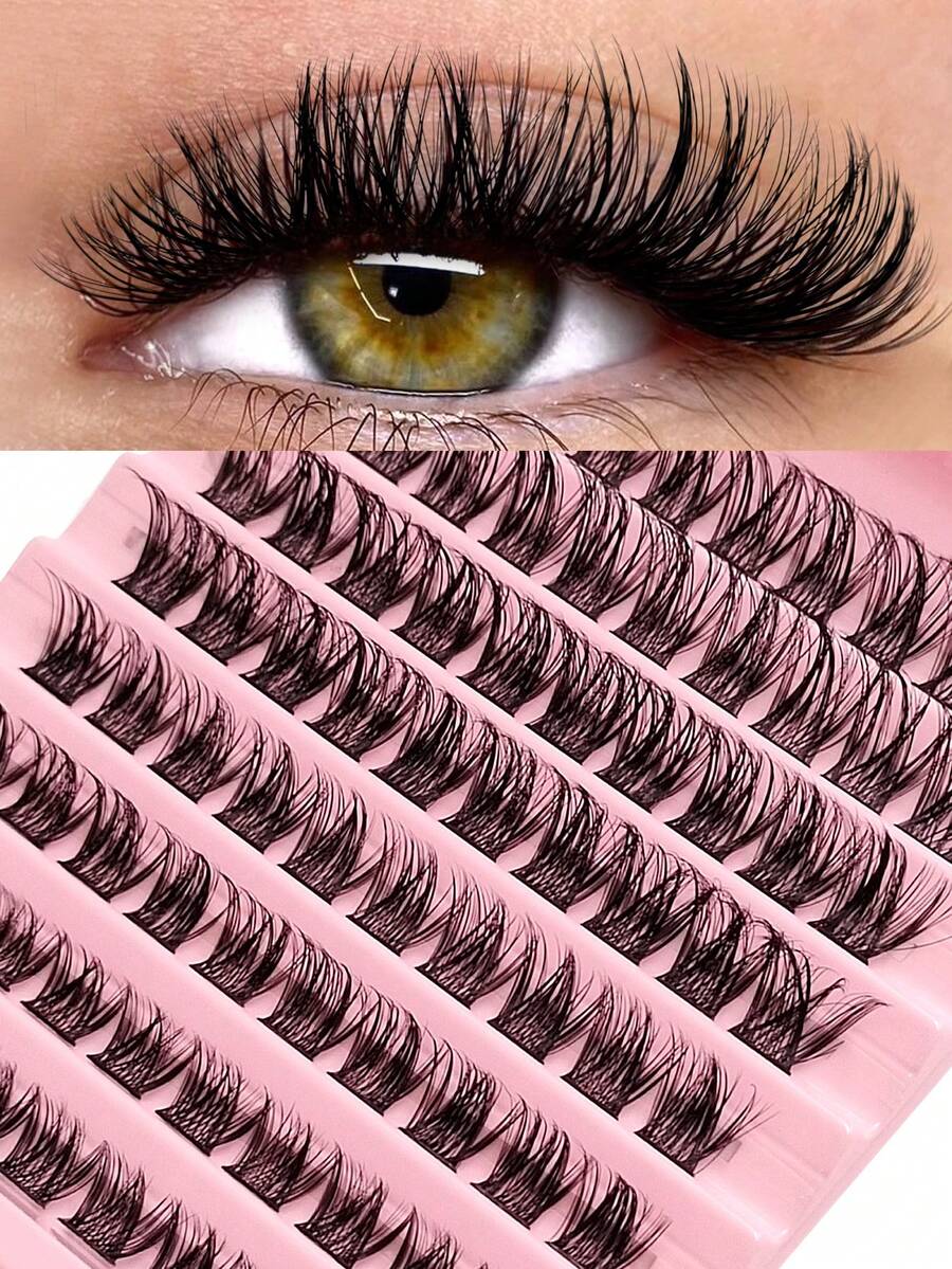 Asiteo 80 cụm mi nối mi DIY, mi giả mỏng, riêng lẻ với độ cong chữ D để có vẻ ngoài tự nhiên - D - Xem 1