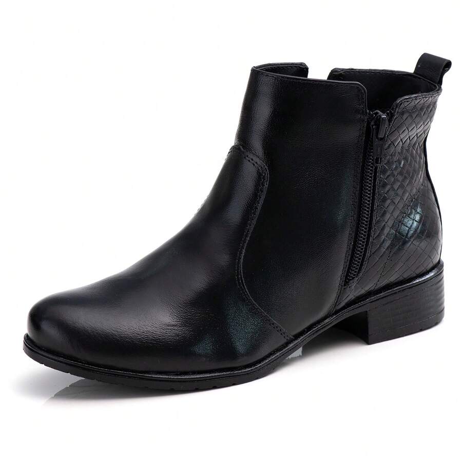 Comfortable Women's Boot In Premium Leather - 黑色 - 查看 1